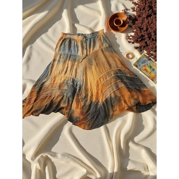 Mamta Boho Maxi Skirt – Tie-Dye One Size Rayon India Made Festival Vibe - Picture 1 of 9